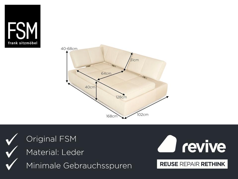 FSM Square Up Leder Zweisitzer Weiß Grau manuelle Funktion Sofa – Bild 2