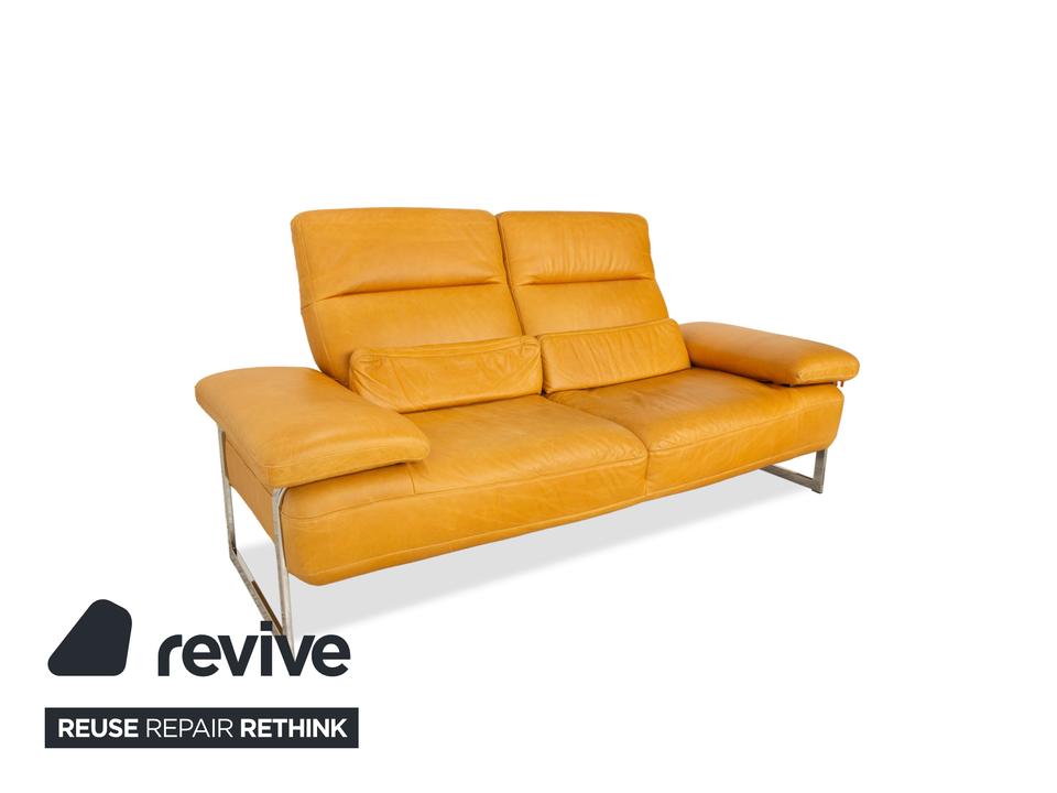 Willi Schillig Trovatoore Leder Zweisitzer Gelb Senf manuelle – Bild 3