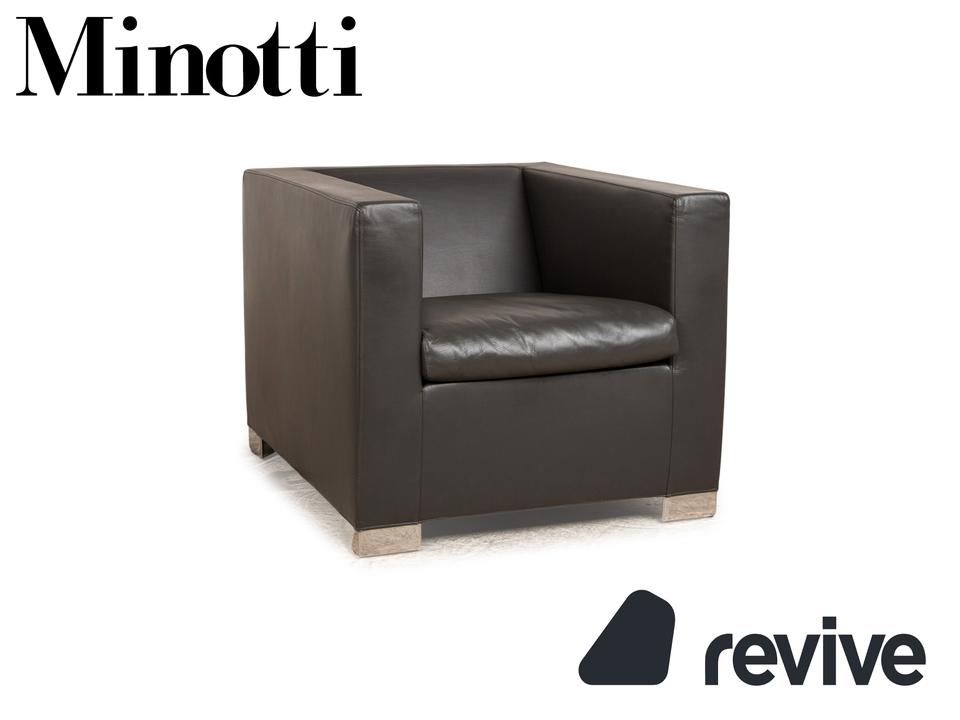 Minotti Suitcase line Leder Sessel Grau