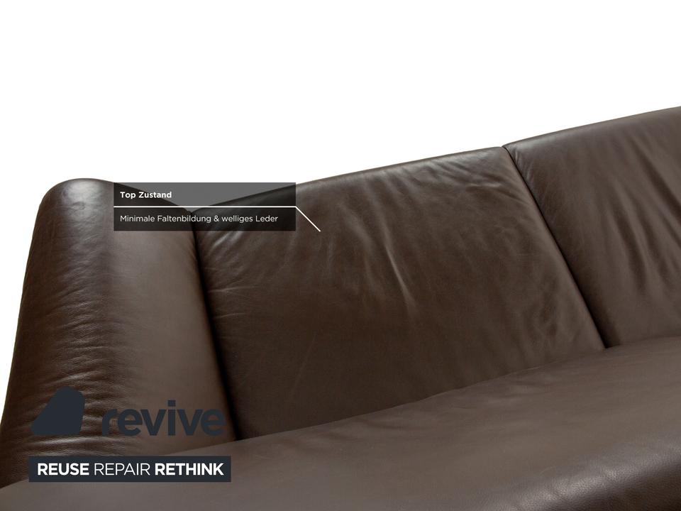 Laauser Atlanta Leder Zweisitzer Braun Sofa Couch – Bild 5