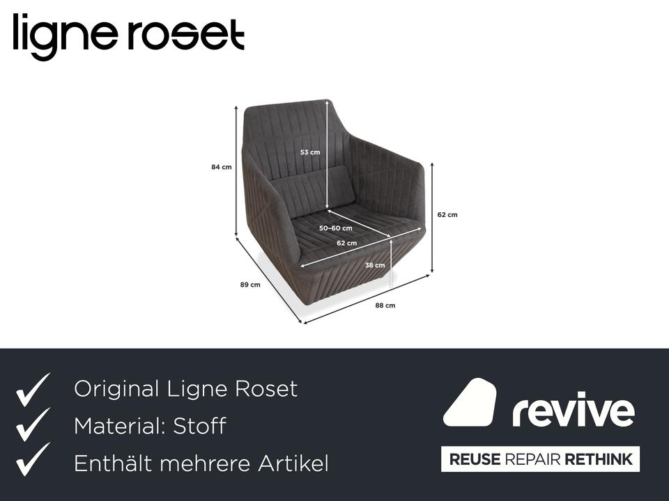 ligne roset Facett Stoff Sessel Hocker Grau – Bild 2