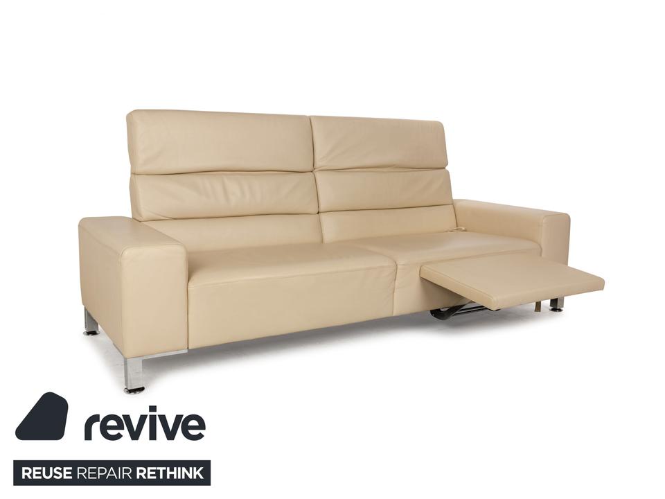 Brühl Alba Leder Dreisitzer Beige Creme manuelle Funktion Sofa – Bild 4