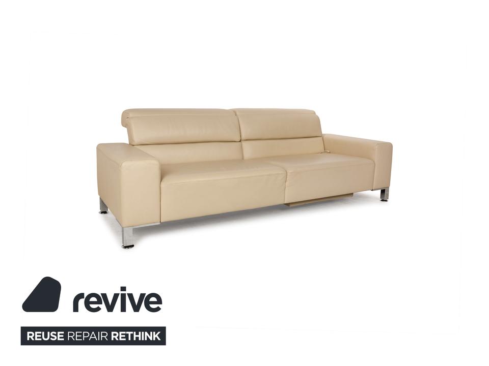 Brühl Alba Leder Dreisitzer Beige Creme manuelle Funktion Sofa – Bild 3