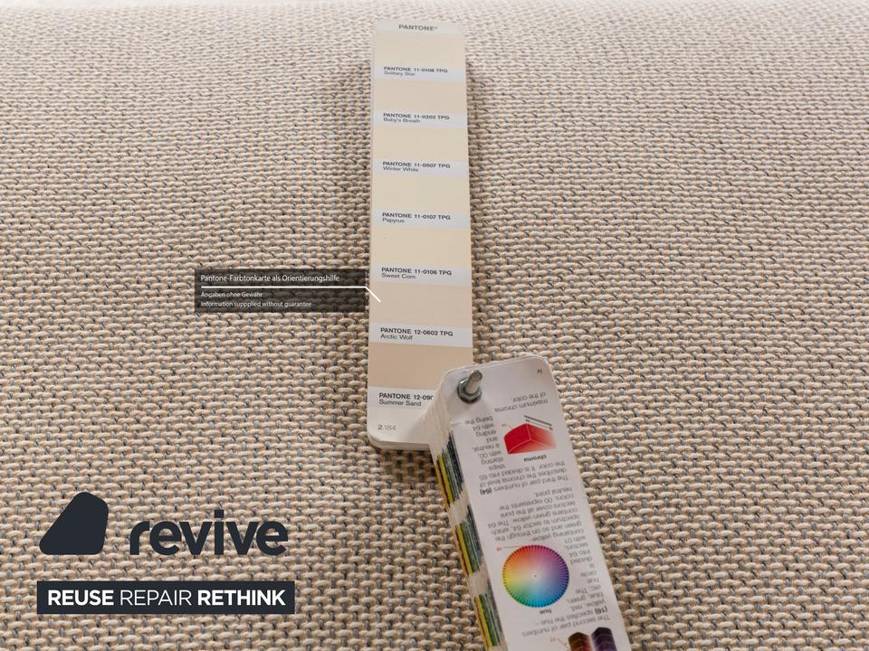 Walter Knoll Grand Suite Stoff Sofa Garnitur Creme Leder – Bild 12