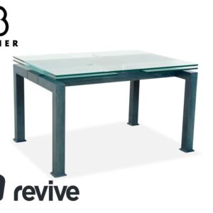 Bacher Glas Esstisch Holz Petrol Blau Ausziehfunktion