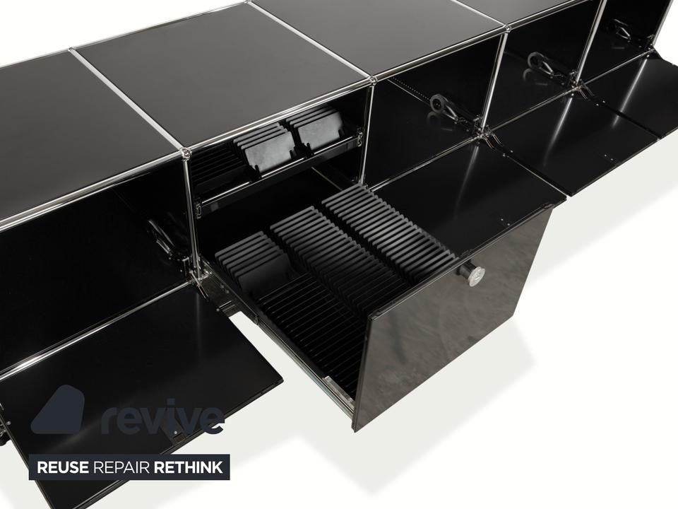 USM Haller Metall Chrom Glas Sideboard Schwarz Anthrazitgrau – Bild 5