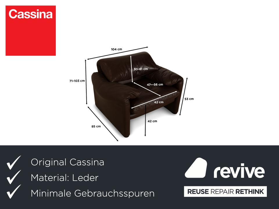 Cassina Maralunga Leder Sessel Braun Kastanie manuelle Funktion – Bild 2
