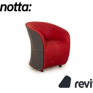 Zanotta Calla Stoff Sessel Rot mit Leder Korpus in Braun auf