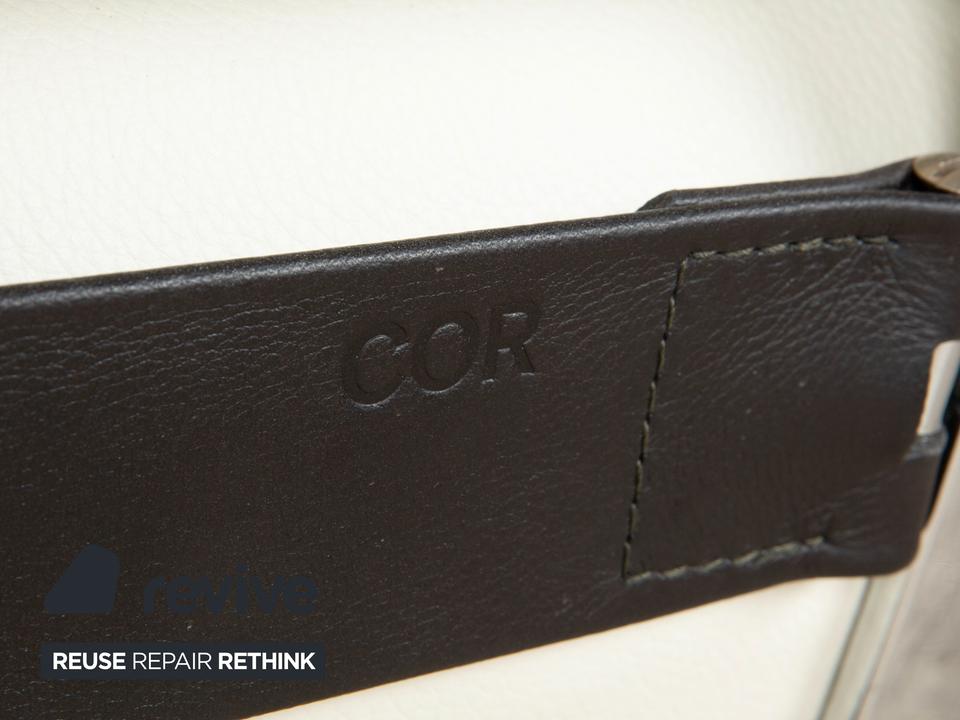 2x Cor Sinus Leder Sessel Freischwinger Creme Weiß inkl. Hocker – Bild 12