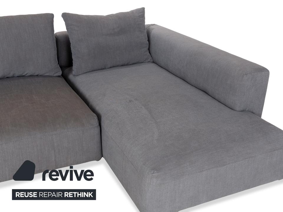 Glow In Stoff Ecksofa Grau Récamière rechts Sofa Couch – Bild 4