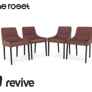 4er Garnitur ligne roset Long Island Stoff Stuhl Rot Grün Rosé