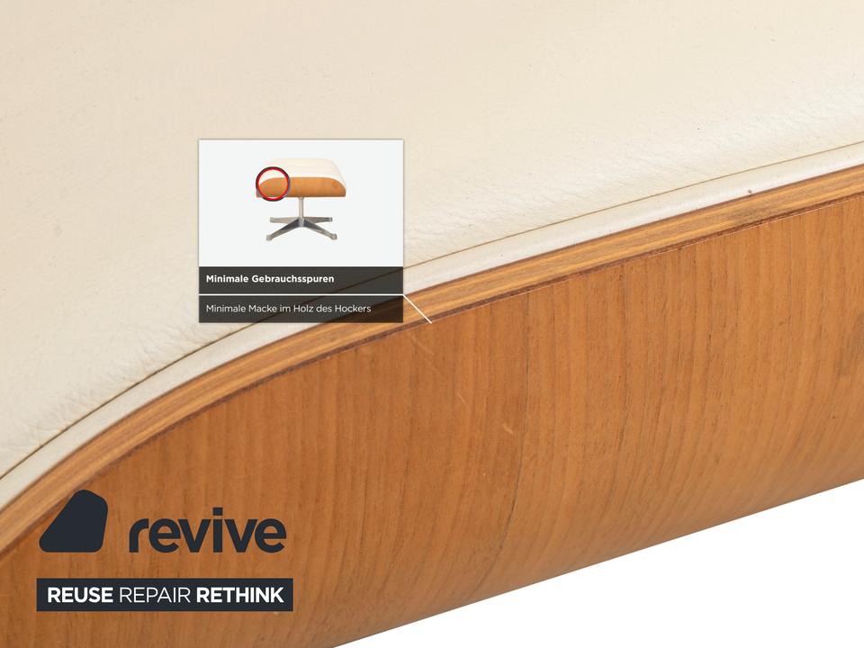 Vitra Eames Lounge Chair Leder Holz Sessel Creme Weiß Braun – Bild 11