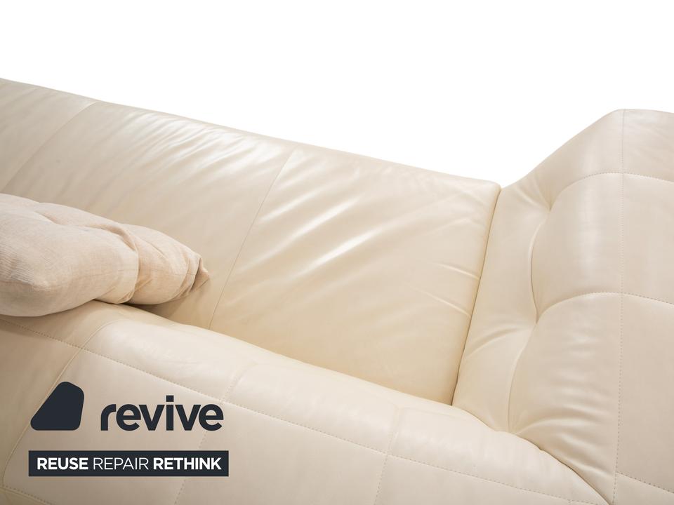 ligne roset Malhoun Leder Viersitzer Creme Sofa Couch – Bild 5
