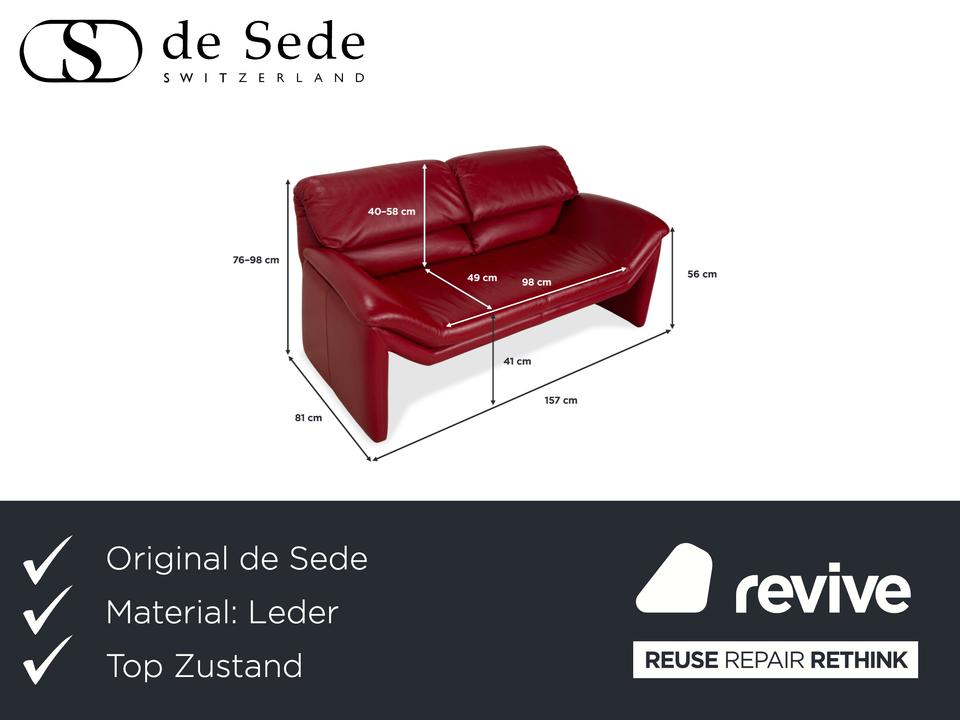 de Sede Leder Zweisitzer Rot Sofa Couch manuelle Funktion – Bild 2