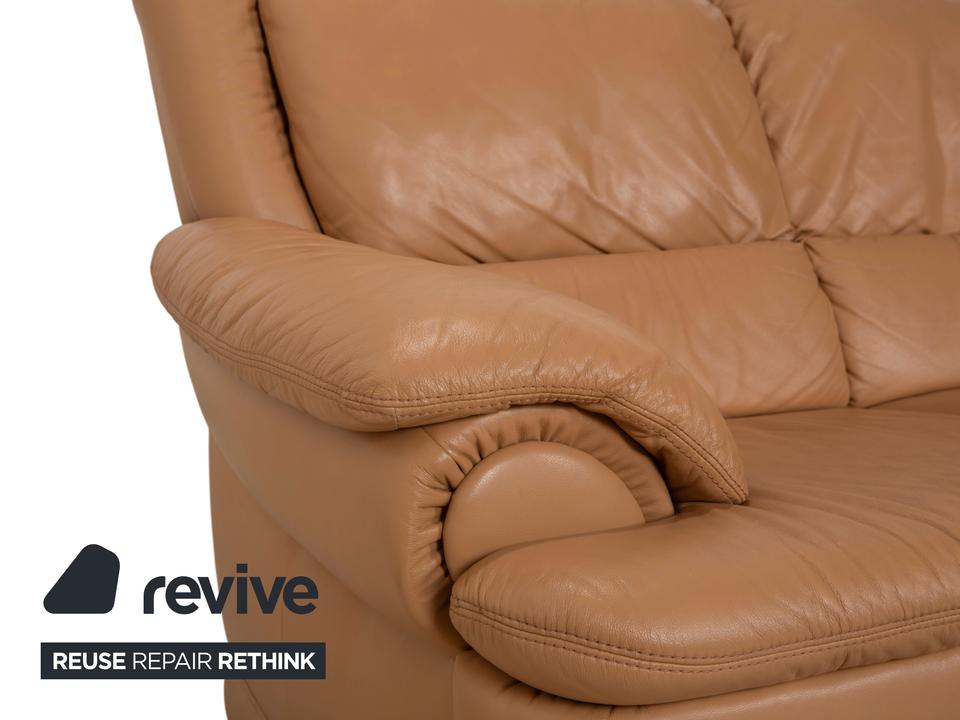 Himolla Leder Viersitzer Braun Beige Sofa Couch – Bild 6