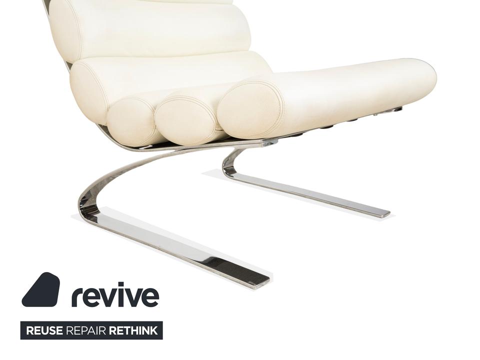2x Cor Sinus Leder Sessel Freischwinger Creme Weiß inkl. Hocker – Bild 6