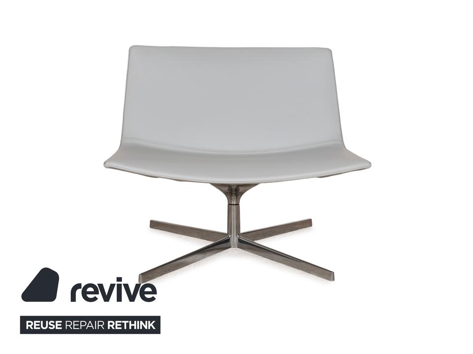 Arper Catifa 80 Leder Sessel Blau Blaugrau Hellblau Drehfunktion – Bild 10