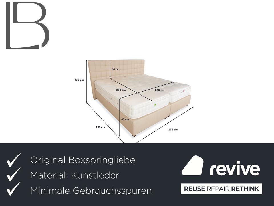 Boxspringliebe Stockholm Bett Kunstleder Creme Beige – Bild 2