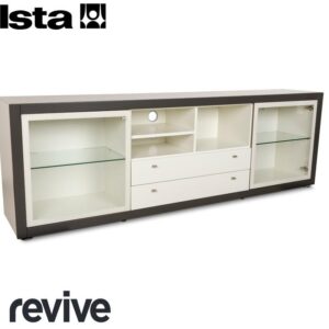 Hülsta Xelo Holz Glas Sideboard Weiß Grau Glas Schubladen