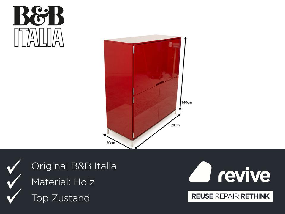 B&B Italia Holz Sideboard Rot Hochglanz 4 Türen Metallfüße – Bild 2