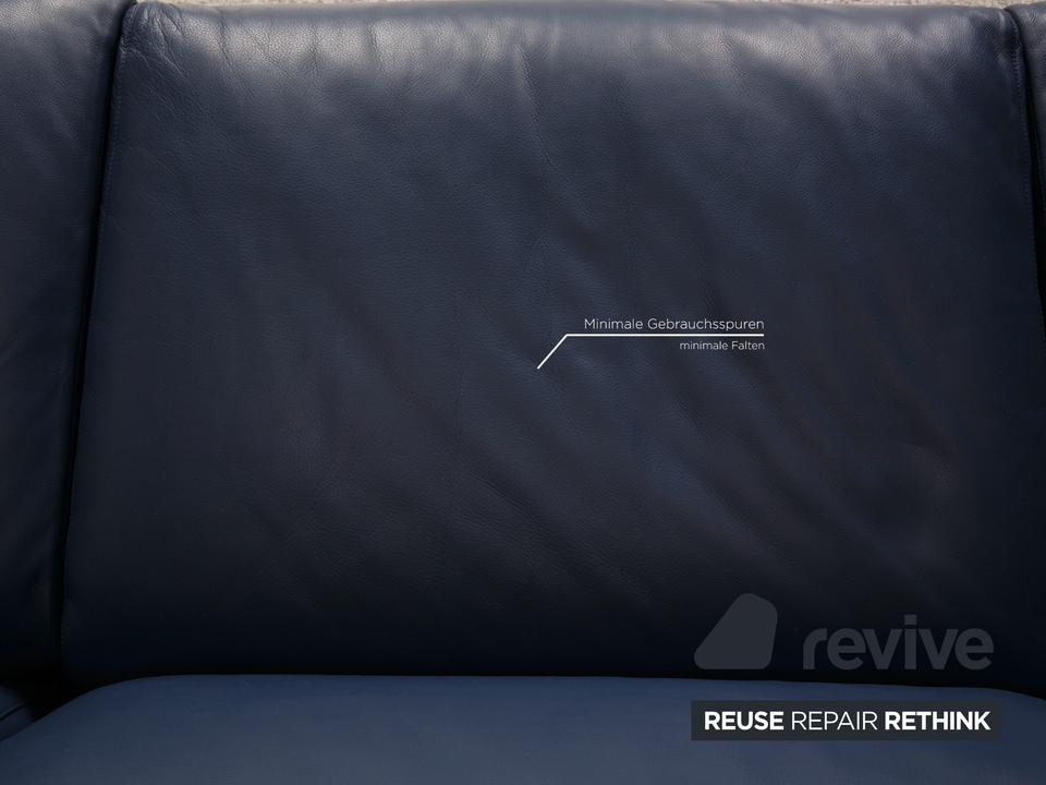 Cassina Fiandra Leder Dreisitzer Blau Sofa Couch – Bild 4