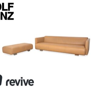 Rolf Benz 6300 Leder Dreisitzer Hocker Braun Beige Sand Camel