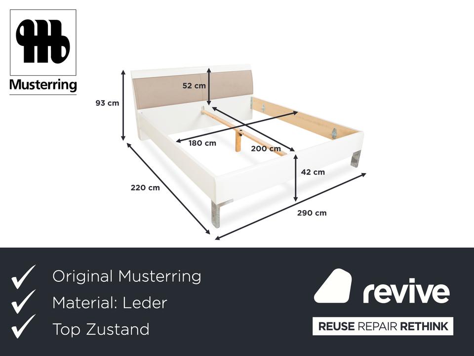 Musterring Holz Leder Bett Beige – Bild 2