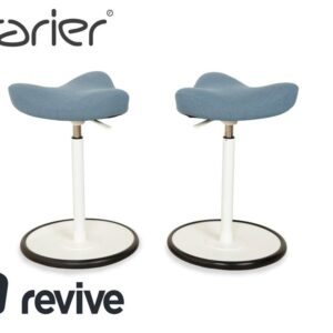 Varier Move Sitz-Steh 2x Hocker Stuhl Stoff Blau Basis Weiß Holz