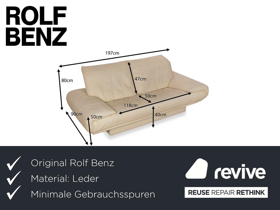 Rolf Benz 345 Leder Zweisitzer Creme Sofa Couch – Bild 2