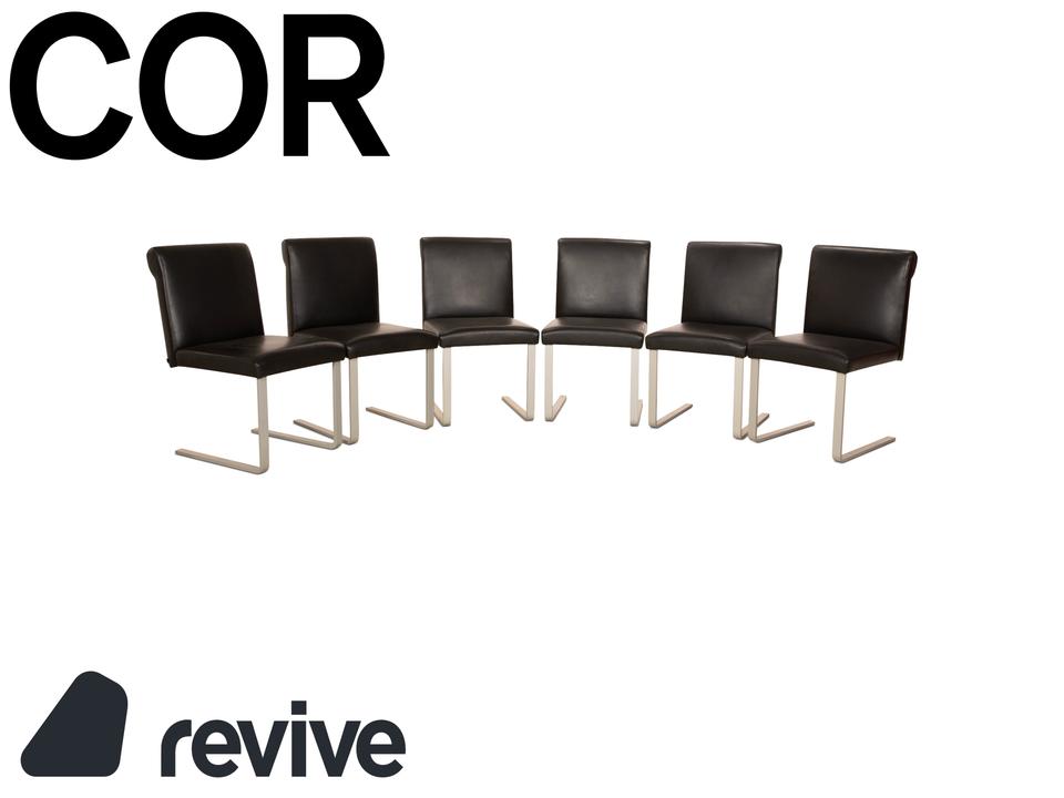 6er Garnitur Cor Quant Leder Stuhl Schwarz