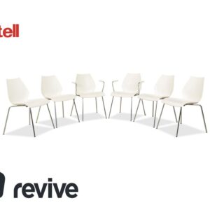 6er Garnitur Kartell Maui Stuhl Kunststoff Weiß Armlehnen