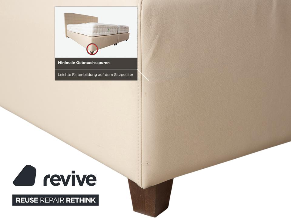 Boxspringliebe Stockholm Bett Kunstleder Creme Beige – Bild 6