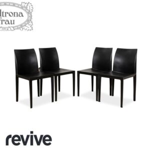 4er Garnitur Poltrona Frau Lola Leder Stuhl Schwarz