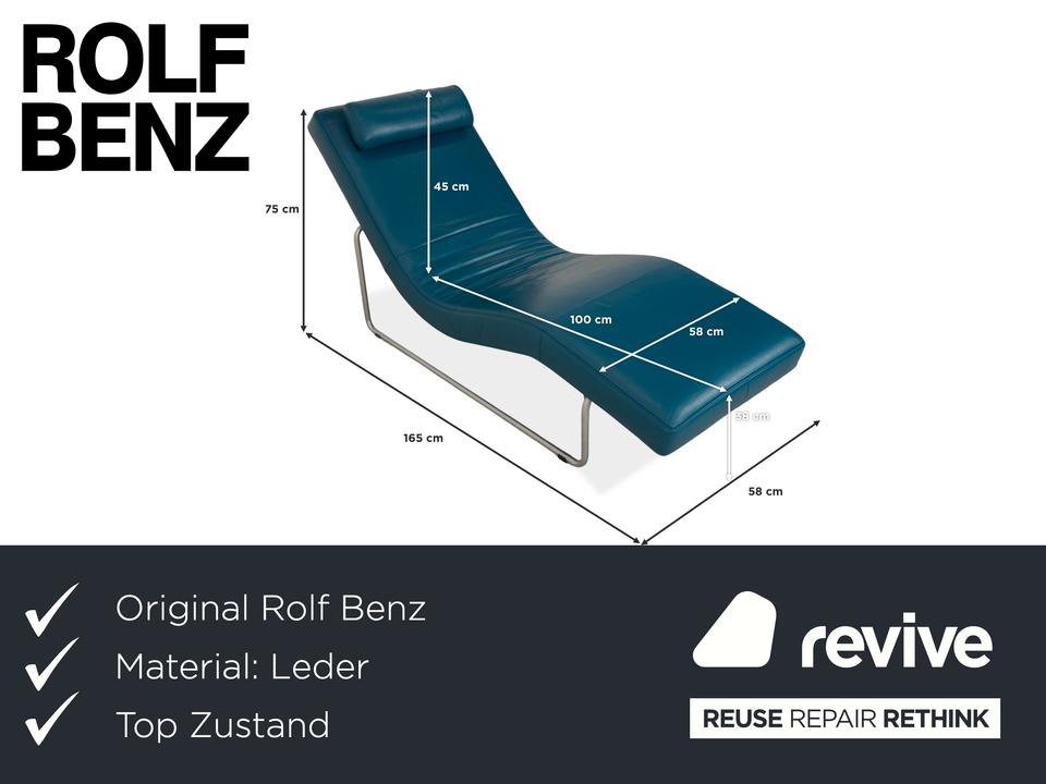 Rolf Benz 680 Leder Liege Petrol Blau manuelle Funktion – Bild 2