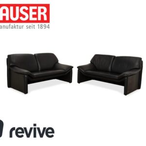 Laauser Atlanta Leder 2x Zweisitzer Schwarz Sofa Couch