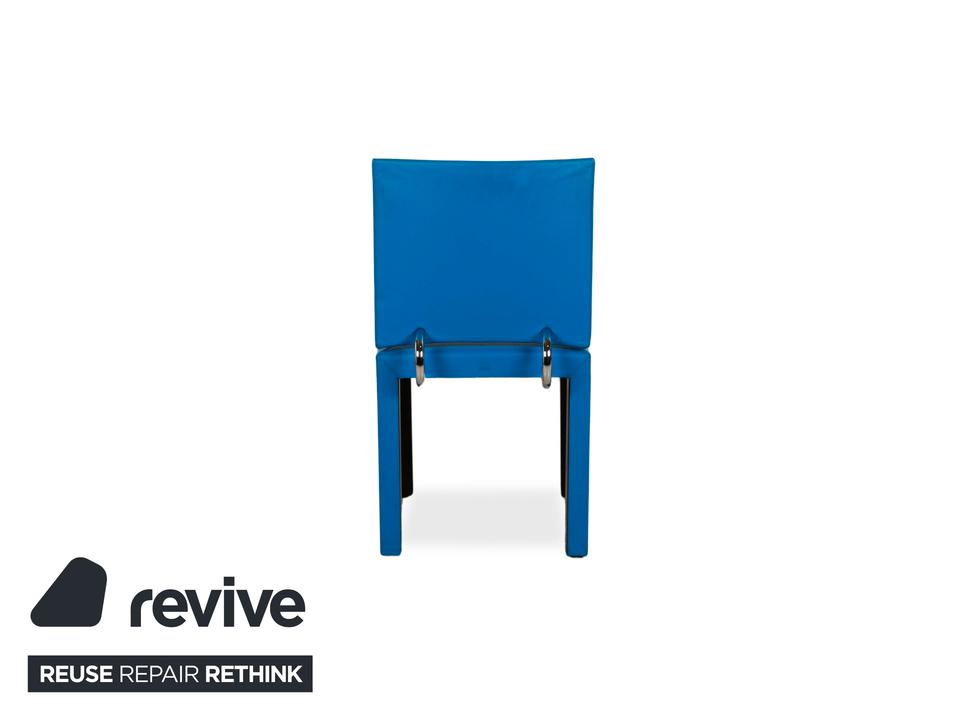 4er Garnitur B&B Italia Arcadia Leder Stuhl Blau Schwarz – Bild 9