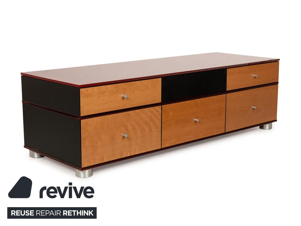 Spectral Holz Sideboard Rot Braun Schwarz Lowboard – Bild 3