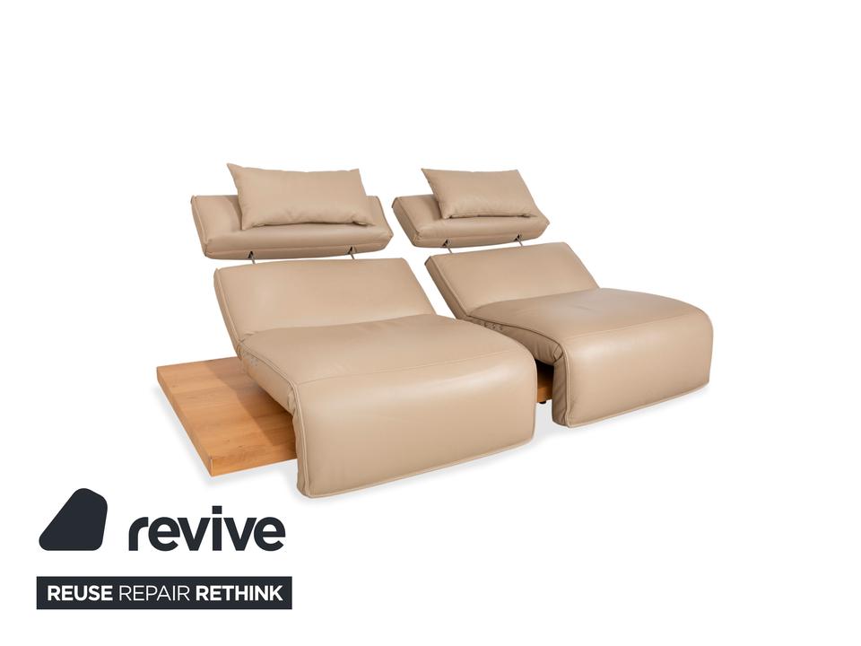 Koinor Free Motion Etino 2 Leder Holz Zweisitzer Beige – Bild 6