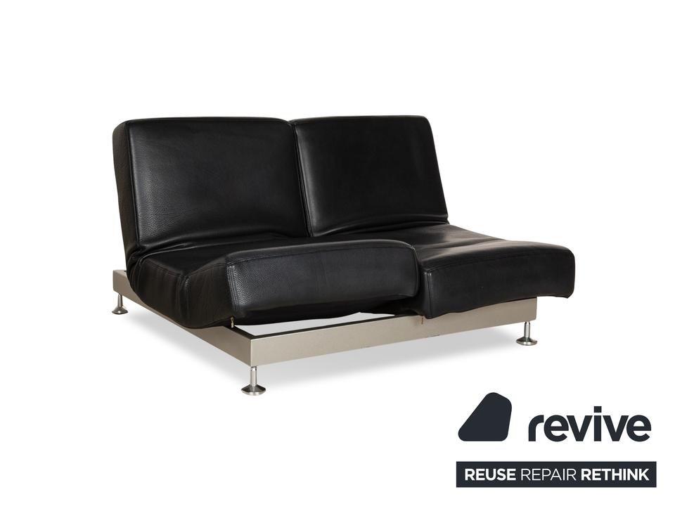 Edra Damier Leder Zweisitzer Schwarz manuelle Funktion Sofa Couch – Bild 13