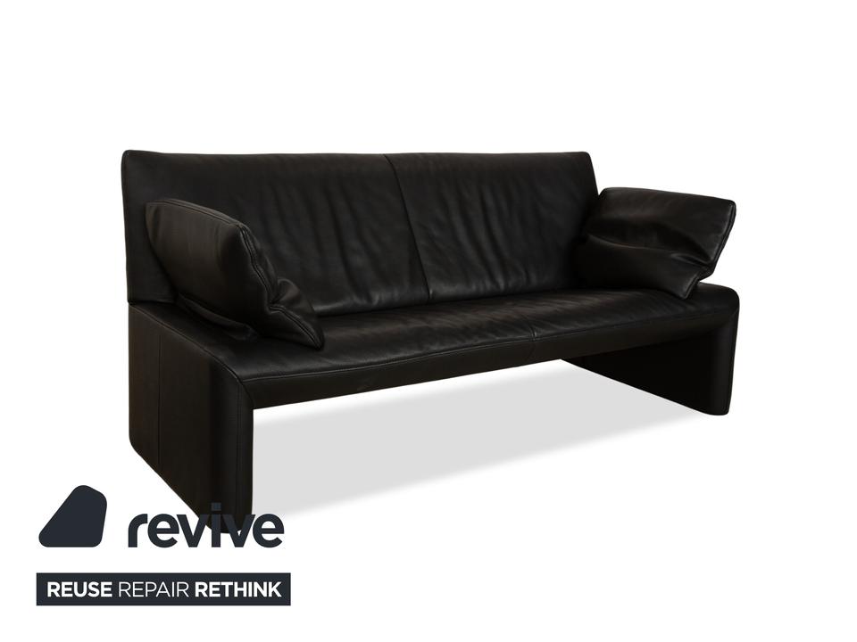 Jori Linea Leder Zweisitzer Schwarz manuelle Funktion Sofa Couch – Bild 4