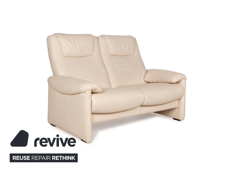 Willi Schillig Leder Zweisitzer Creme Sofa Couch manuelle – Bild 3