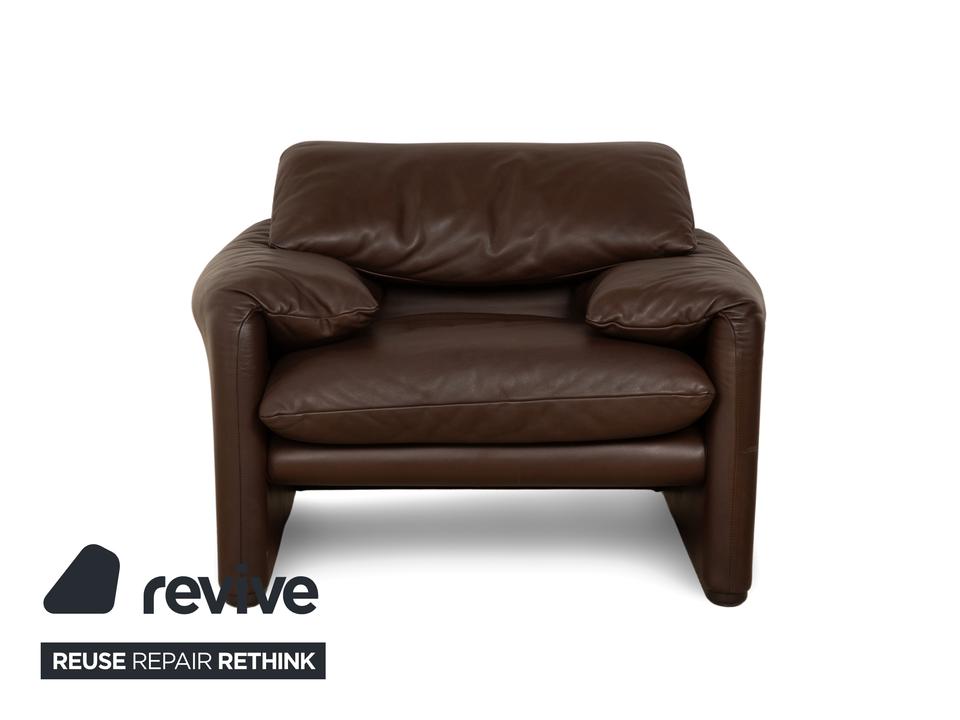 Cassina Maralunga Leder Sessel Braun Kastanie manuelle Funktion – Bild 11