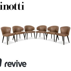 6er Garnitur Minotti Aston Leder Stuhl Braun Kaffee Esszimmer