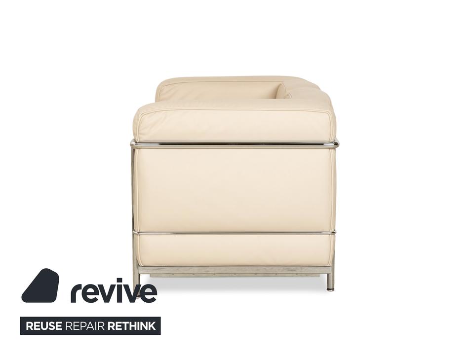 Cassina Le Corbusier LC 2 Leder Zweisitzer Creme Eierschale Weiß – Bild 12