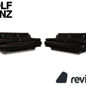 Rolf Benz 6500 Leder Sofa Garnitur Schwarz Zweisitzer Couch ✨