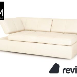 FSM Square Up Leder Zweisitzer Weiß Grau manuelle Funktion Sofa