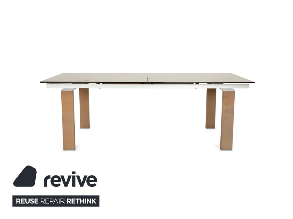Rolf Benz Glas Esstisch Braun Ausziehfunktion Holz Rauchglas – Bild 15