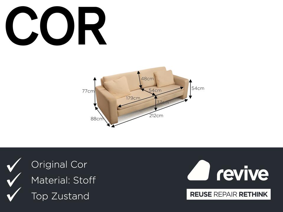 Cor Conseta Stoff Zweisitzer Creme Beige Sofa Couch – Bild 2