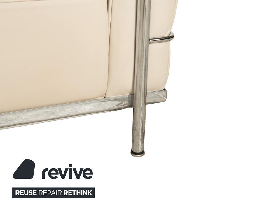 Cassina Le Corbusier LC 2 Leder Zweisitzer Creme Eierschale Weiß – Bild 6