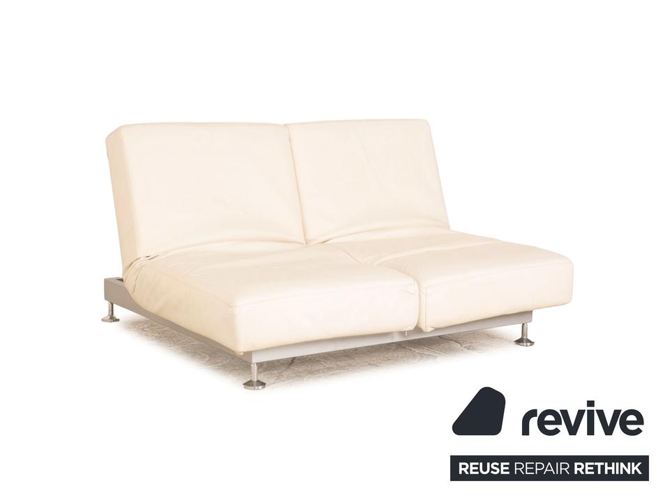 Edra Damier Leder Zweisitzer Creme Sofa Couch manuelle Funktion – Bild 11